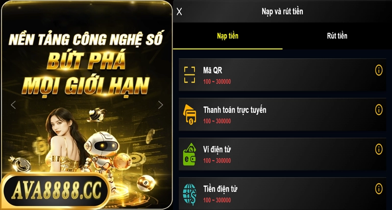 Hướng dẫn nạp tiền vào tài khoản nhà cái Ava8888