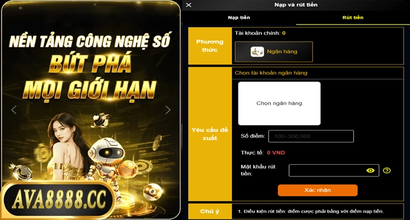 Rút tiền Ava8888 nhanh chóng an toàn